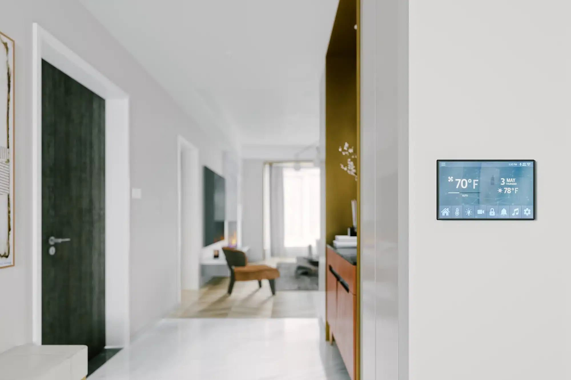Smart thermostat in residential home in Monroe Township, NJ.