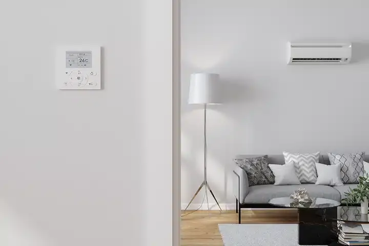 Smart thermostat in residential home in Monroe Township, NJ.